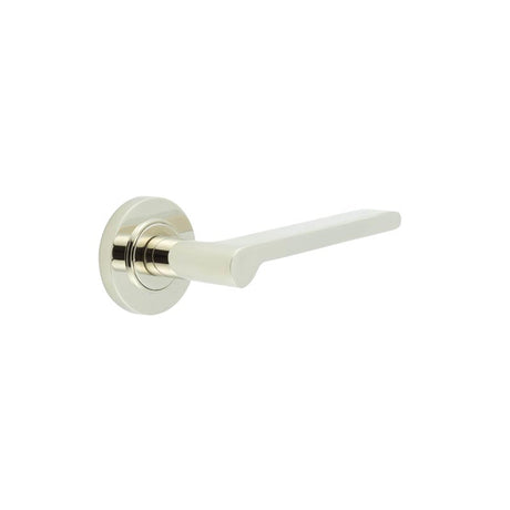 This is an image showing the Frelan - Fitzrovia Door Handles Plain Rose Polished Nickel available to order from T.H. Wiggans Ironmongery in Kendal