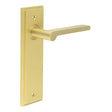 This is an image showing the Frelan - Fitzrovia Door Handle Latch Backplate Satin Brass available to order from T.H. Wiggans Ironmongery in Kendal