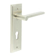 This is an image showing the Frelan - Fitzrovia Door Handle Din Euro Backplate Satin Nickel available to order from T.H. Wiggans Ironmongery in Kendal