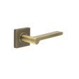 This is an image showing the Frelan - Fitzrovia Door Handles Square Plain Rose Antique Brass available to order from T.H. Wiggans Ironmongery in Kendal