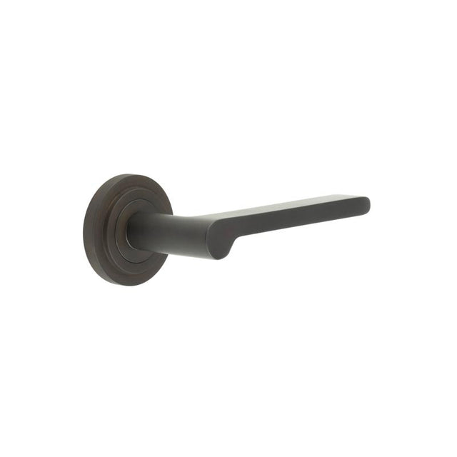 This is an image showing the Frelan - Fitzrovia Door Handles Stepped Rose Dark Bronze available to order from T.H. Wiggans Ironmongery in Kendal