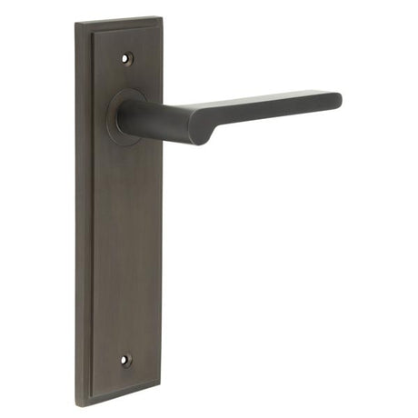 This is an image showing the Frelan - Fitzrovia Door Handle Latch Backplate Dark Bronze available to order from T.H. Wiggans Ironmongery in Kendal