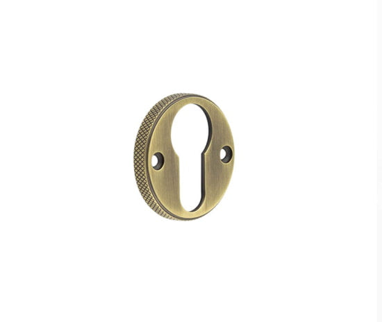 This is an image showing the Burlington - 40mm AB Westbourne euro escutcheon (face fix) available to order from T.H. Wiggans Ironmongery in Kendal