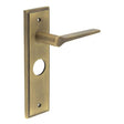 This is an image showing the Frelan - Knightbridge Door Handle Bathroom Backplate Antique Brass available to order from T.H. Wiggans Ironmongery in Kendal