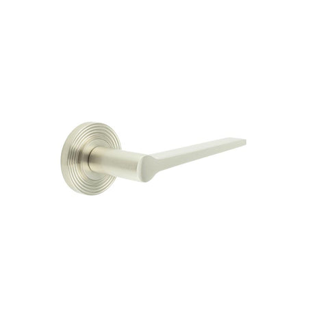 This is an image showing the Frelan - Knightsbridge Door Handle on Reeded Rose Satin Nickel available to order from T.H. Wiggans Ironmongery in Kendal