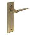 This is an image showing the Frelan - Knightbridge Door Handle Latch Backplate Antique Brass available to order from T.H. Wiggans Ironmongery in Kendal