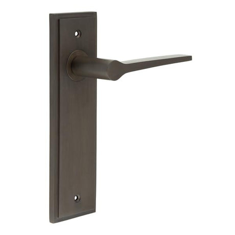 This is an image showing the Frelan - Knightbridge Door Handle Latch Backplate Dark Bronze available to order from T.H. Wiggans Ironmongery in Kendal