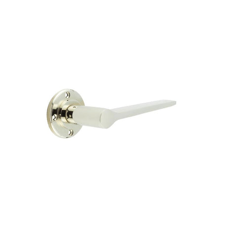 This is an image showing the Burlington - Knightsbridge lever on rose - Polished Nickel available to order from T.H. Wiggans Ironmongery in Kendal