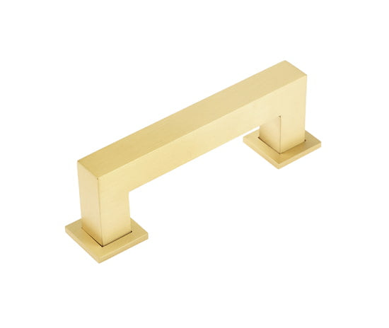 This is an image showing the Burlington - Trafalgar Cabinet Handle 96mm CTC - Satin Brass available to order from T.H. Wiggans Ironmongery in Kendal