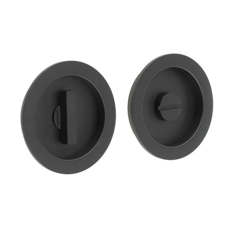 This is an image showing the Burlington - 65x12x3mm MB round concealed WC flush pull set available to order from T.H. Wiggans Ironmongery in Kendal