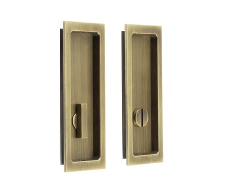 This is an image showing the Burlington - 150x55x3mm AB rectangular WC flush pull set available to order from T.H. Wiggans Ironmongery in Kendal