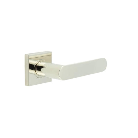 This is an image showing the Frelan - Kensington Door Handles Square Plain Rose Polished Nickel available to order from T.H. Wiggans Ironmongery in Kendal