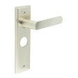 This is an image showing the Frelan - Kensington Door Handle Bathroom Backplate Satin Nickel available to order from T.H. Wiggans Ironmongery in Kendal