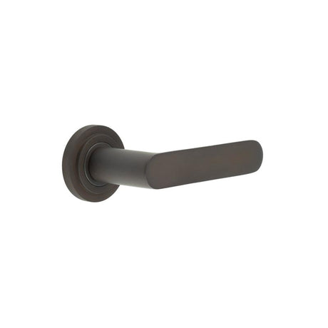 This is an image showing the Frelan - Kensington Door Handles Chamfered Rose Dark Bronze available to order from T.H. Wiggans Ironmongery in Kendal