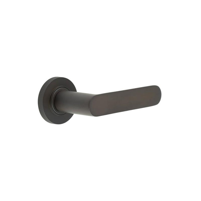 This is an image showing the Frelan - Kensington Door Handles Reeded Rose Dark Bronze available to order from T.H. Wiggans Ironmongery in Kendal