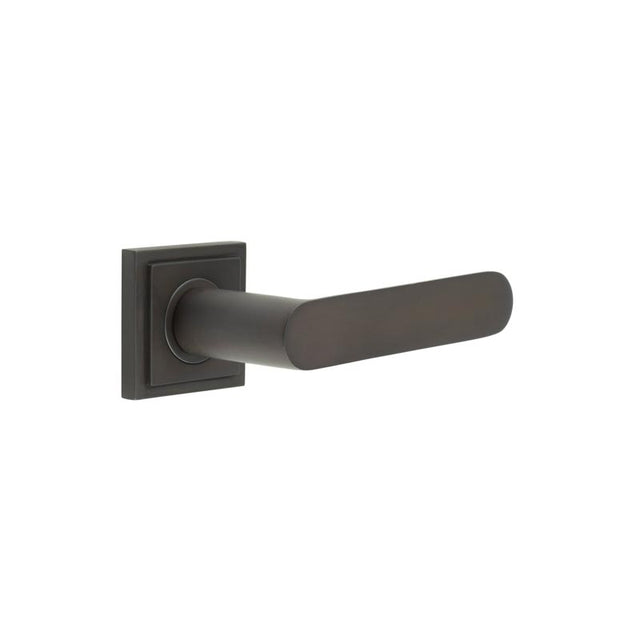 This is an image showing the Frelan - Kensington Door Handles Square Stepped Rose Dark Bronze available to order from T.H. Wiggans Ironmongery in Kendal