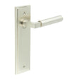 This is an image showing the Frelan - Westminster Door Handle Latch Backplate Satin Nickel available to order from T.H. Wiggans Ironmongery in Kendal