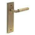 This is an image showing the Frelan - Westminster Door Handle Latch Backplate Antique Brass available to order from T.H. Wiggans Ironmongery in Kendal