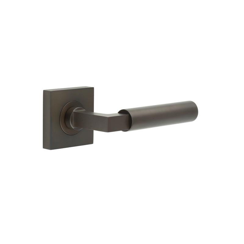 This is an image showing the Frelan - Westminster Door Handles Square Plain Dark Bronze available to order from T.H. Wiggans Ironmongery in Kendal