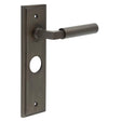 This is an image showing the Frelan - Westminster Door Handle Bathroom Backplate Dark Bronze available to order from T.H. Wiggans Ironmongery in Kendal