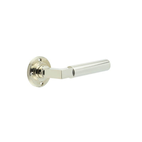 This is an image showing the Burlington - Westminster lever on rose - Polished Nickel available to order from T.H. Wiggans Ironmongery in Kendal