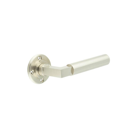 This is an image showing the Burlington - Westminster lever on rose - Satin Nickel available to order from T.H. Wiggans Ironmongery in Kendal