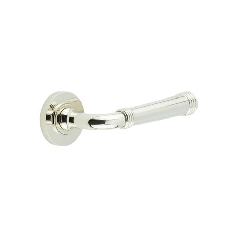 This is an image showing the Frelan - Highgate Door Handles Plain Rose Polished Nickel available to order from T.H. Wiggans Ironmongery in Kendal