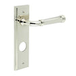 This is an image showing the Frelan - Highgate Door Handle Din Bathroom Backplate Polished Nickel available to order from T.H. Wiggans Ironmongery in Kendal