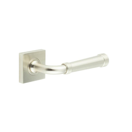 This is an image showing the Frelan - Highgate Door Handles Square Plain Satin Nickel available to order from T.H. Wiggans Ironmongery in Kendal