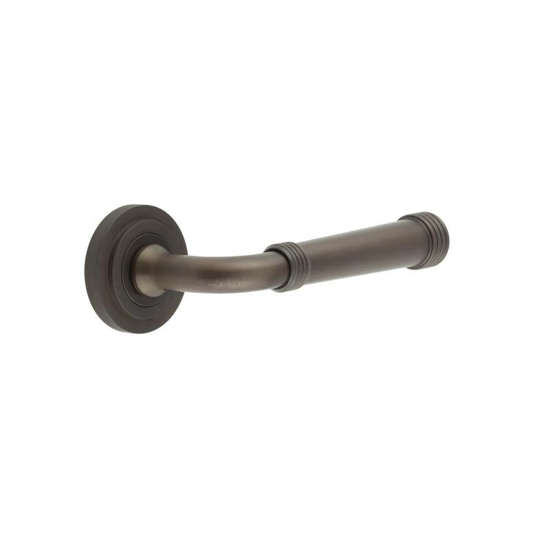 This is an image showing the Frelan - Highgate Door Handles Stepped Rose Dark Bronze available to order from T.H. Wiggans Ironmongery in Kendal