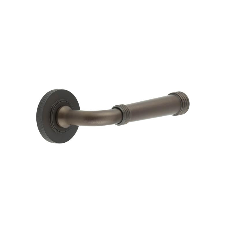 This is an image showing the Frelan - Highgate Door Handles Knurled Rose Dark Bronze available to order from T.H. Wiggans Ironmongery in Kendal