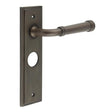 This is an image showing the Frelan - Highgate Door Handle Bathroom Backplate Dark Bronze available to order from T.H. Wiggans Ironmongery in Kendal