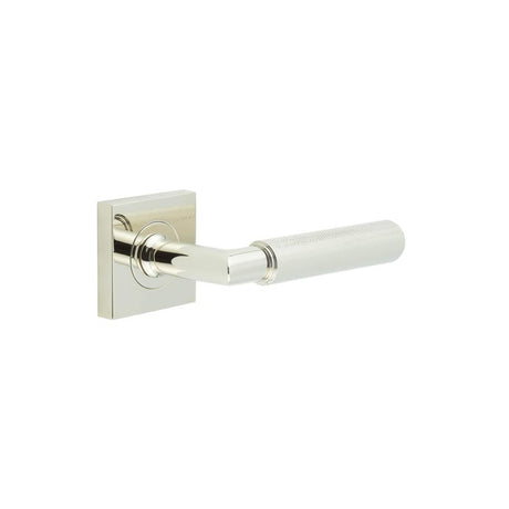 This is an image showing the Frelan - Piccadilly Door Handle on Square Plain Rose Polished Nickel available to order from T.H. Wiggans Ironmongery in Kendal