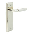 This is an image showing the Frelan - Piccadilly Door Handle Latch Backplate Polished Nickel available to order from T.H. Wiggans Ironmongery in Kendal