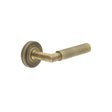 This is an image showing the Frelan - Piccadilly Door Handle on Stepped Rose Antique Brass available to order from T.H. Wiggans Ironmongery in Kendal