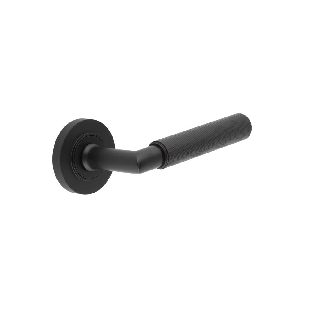 This is an image showing the Frelan - Piccadilly Door Handle on Plain Rose Black available to order from T.H. Wiggans Ironmongery in Kendal