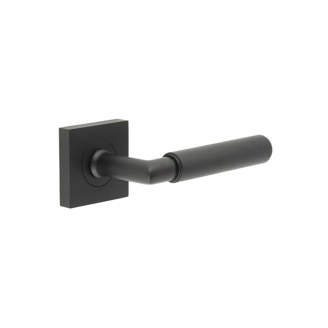 This is an image showing the Frelan - Piccadilly Door Handle on Square Plain Rose Black available to order from T.H. Wiggans Ironmongery in Kendal