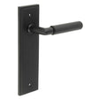 This is an image showing the Frelan - Piccadilly Door Handle Latch Backplate Black available to order from T.H. Wiggans Ironmongery in Kendal