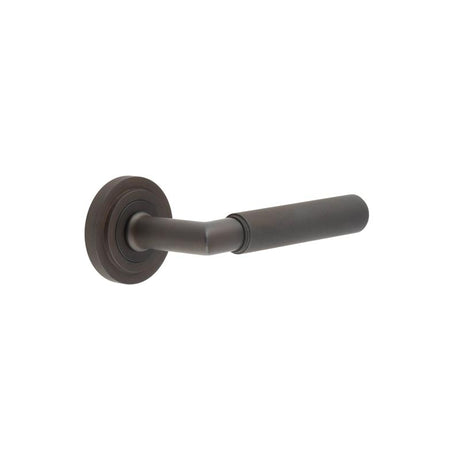 This is an image showing the Frelan - Piccadilly Door Handle on Stepped Rose Dark Bronze available to order from T.H. Wiggans Ironmongery in Kendal