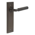 This is an image showing the Frelan - Piccadilly Door Handle Latch Backplate Dark Bronze available to order from T.H. Wiggans Ironmongery in Kendal