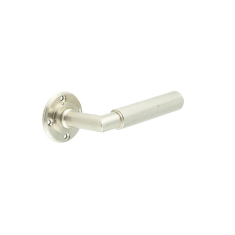 This is an image showing the Burlington - Piccadilly lever on rose - Satin Nickel available to order from T.H. Wiggans Ironmongery in Kendal