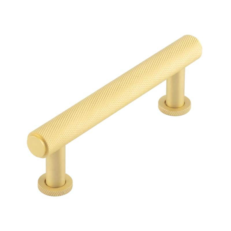 This is an image showing the Burlington - Piccadilly Cabinet Handle 96mm CTC - Satin Brass available to order from T.H. Wiggans Ironmongery in Kendal