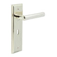 This is an image showing the Frelan - Richmond Door Handle Lock Backplate Polished Nickel available to order from T.H. Wiggans Ironmongery in Kendal