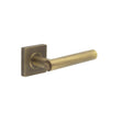 This is an image showing the Frelan - Richmond Door Handles Square Plain Antique Brass available to order from T.H. Wiggans Ironmongery in Kendal