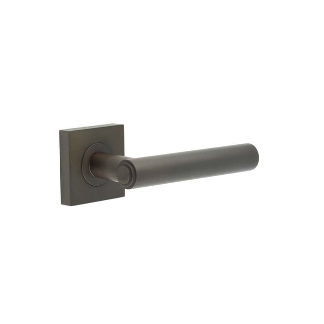 This is an image showing the Frelan - Richmond Door Handles Square Plain Dark Bronze available to order from T.H. Wiggans Ironmongery in Kendal