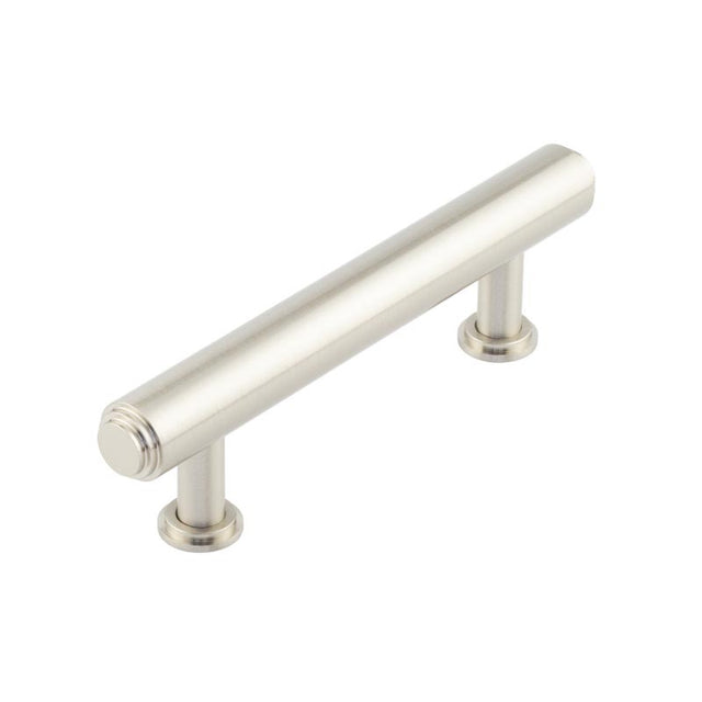 This is an image showing the Burlington - Belgrave Cabinet Handle 96mm CTC - Satin Nickel available to order from T.H. Wiggans Ironmongery in Kendal