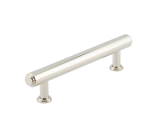 This is an image showing the Burlington - Belgrave Cabinet Handle 128mm CTC - Polished Nickel available to order from T.H. Wiggans Ironmongery in Kendal