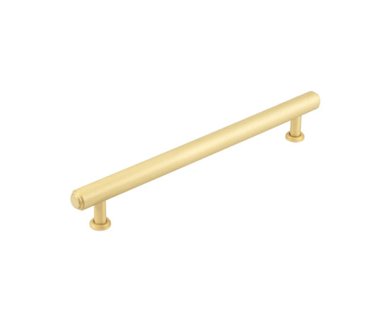 This is an image showing the Burlington - Belgrave Cabinet Handle 224mm CTC - Satin Brass available to order from T.H. Wiggans Ironmongery in Kendal