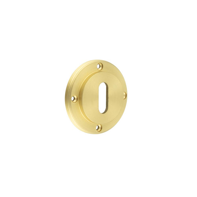 This is an image showing the Burlington - inner escutcheon std keyway - Satin Brass available to order from T.H. Wiggans Ironmongery in Kendal