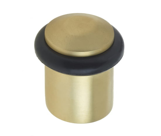 This is an image showing the Burlington - Floor mounted Door Stop - Satin Brass available to order from T.H. Wiggans Ironmongery in Kendal